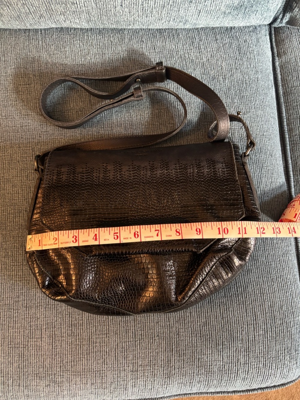 Liebeskind Croc Printed Black Leather Bag - Picture 4 of 9